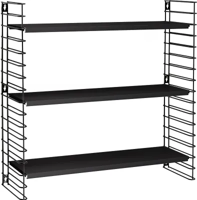 Image de METALTEX 377603080 Bibliothèque TOMADO avec 3 étagères noires et côtés noirs / Etagère suspendue / Système d'étagères TOMADO
