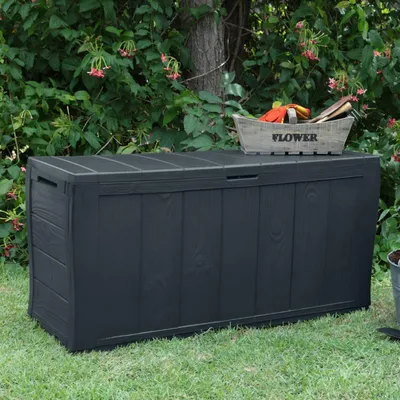 Immagine prodotto di Dmora Cassapanca Outdoor Airdrie 45x117x57.5h cm Marrone, Impermeabile Chiusura Lucchetto
