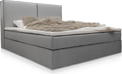 Produktbild von Juskys Boxspringbett Detroit 180x200 cm -  Inklusive Topper & Hochwertiger Chenille Stoff - Grau