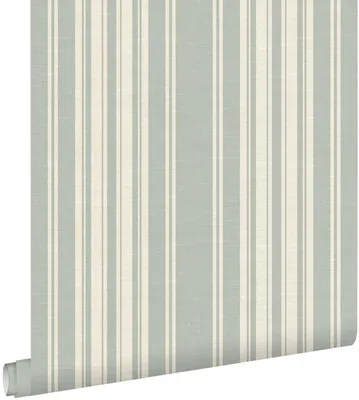 Produktbild von ESTAhome Tapete Leinenoptik-Streifen Graublau und Beige 50 x 900 cm