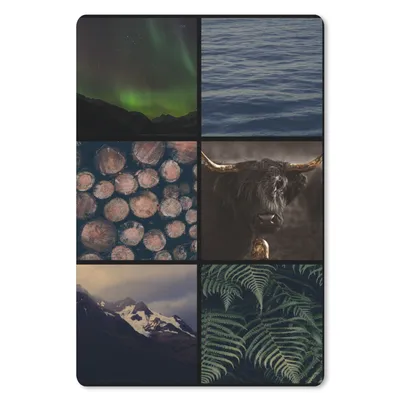 Produktbild von MuchoWow® Mauspad Mousepad Schottische Highlander - Collage - Pflanzen - Holz 40x60 cm - Mousepads - Maus Mat - Pad - Mausunterlage - Schreibtisch Accesoire