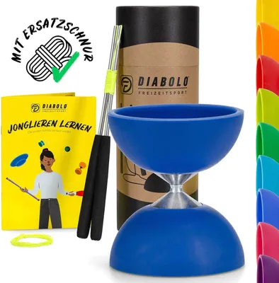 Produktbild von Diabolo Freizeitsport Diabolo Set Basic (blau) mit starrer Achse - inkl. Alu-Handstäben, Ersatzschnur, Anleitung und Geschenkverpackung