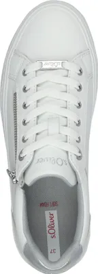 Image de s.Oliver Femmes Sneaker Slipper avec fermeture éclair et semelle compensée 5-23600-42, Taille:37 EU, Couleur:Blanc