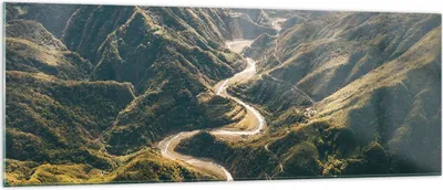 Produktbild von Bilder auf glas - Einteilig - Berge Weg Wald - 140x50cm - Glasbilder - Wandbilder - Bilder - zum Aufhängen bereit - Wanddekoration aus Glas - Glas Bilder - Wandbild auf Glas - GAB140x50-4700