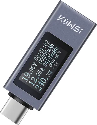 Obrázok produktu pre Tester nabíjania typu C pre mobilné telefóny, PD DC voltmeter, merač výkonu, puzdro z hliníkovej zliatiny, podporuje napätie 4šC30 V, 0šC12 A, podpora prúdu, rýchly test nabíjania, plná kompatibilita s rozhraním