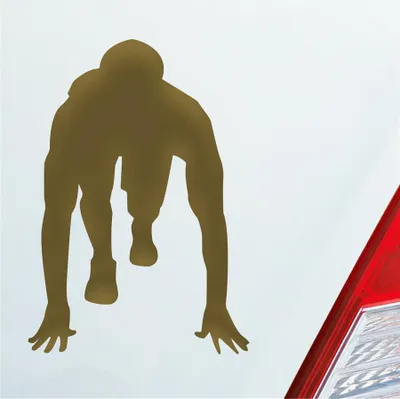 Produktbild von Auto Aufkleber Läufer Marathon 100m Sprinten Jogger Laufen 10x7 cm Gold Sticker Heckscheibenaufkleber