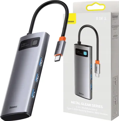 Image de Baseus WKWG020013 station d'accueil pour ordinateur portable/réplicateur de ports USB filaire 3.2 Gen 1 (3.1 Gen 1) Type-C Gris