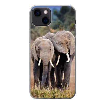 Produktbild von MuchoWow® Handyhülle Schutzhülle Hülle für iPhone 13 Elefant - Tiere - Bäume - Natur Silikon Softcase Handy Hülle - Karteninhaber
