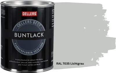 Produktbild von OELLERS Premium Buntlack 1L RAL 7035 Lichtgrau Metalllack Holzlack Schutzlack Kunstharz glänzend
