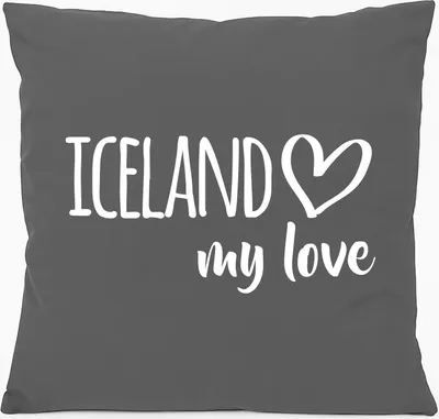 Produktbild von Huuraa Kissen Iceland my love 40x40cm mit Füllung Steel Grey Baumwolle Dekokissen Geschenkidee