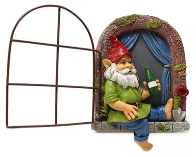 Gartenzwerg Baumknuddler, Kunstharz, 10,5x4x15 cm, Outdoor-Deko