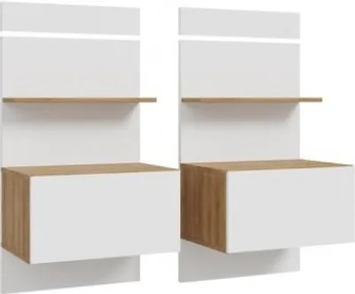 Produktbild von Furniture24 2 x Nachttisch LENYBELARDO LNBK211STB mit Schublade und Led Licht Nachtschrank Nachtkästchen