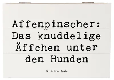Produktbild von Mr. & Mrs. Panda Truhe Spruch Affenpinscher Äffchen 22 x 15 cm - Weiß - Geschenk, Hunderassen Eigenschaften, Holzbox, holzkästchen, charismatischer Hund, treuer Begleiter