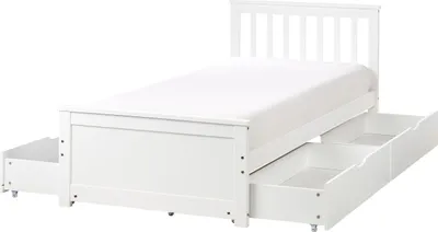 Zdjęcie produktu dla BELIANI Łóżko białe drewno sosnowe 90 x 200 cm rama ze stelażem minimalistyczne skandynawskie z 4 szufladami