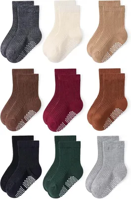 Produktbild von Kindersocken 9 Paar, Baumwolle, mit Antirutsch Noppen, für Kleinkinder