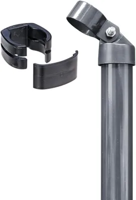 Produktbild von Alberts 602536 Zauneck-Set für Schweißgitter Fix-Clip Pro® | zinkphosphatiert anthrazit-metallic | zum Einbetonieren | Zaunhöhe 122 cm