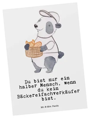 Produktbild von Mr. & Mrs. Panda Postkarte Bäckereifachverkäufer Herz - Weiß - Geschenk, Grußkarte, Backstube, Spruch, Ansichtskarte, Beruf, Ansichtskarten, Bäckerei, bildkarte