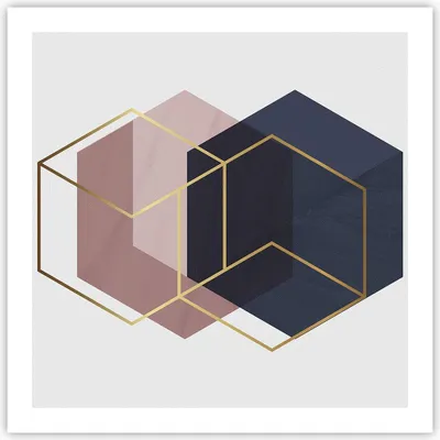 Produktbild von Poster - Poster ohne Rahmen - Sechsecke Modern Gold - 60x60 cm - Wand Bild - Wanddeko - Wandbilder - Kunstposter - Wandposter - Bilder - Kunstdruck - Wanddekoration - Wandbild - P2XAC60x60-4691