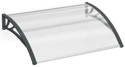 Immagine prodotto di QEENTOE, tettoia per porta d'ingresso, 150x100 cm, copertura trasparente in policarbonato con supporto in PP, pensata per proteggere l'ingresso di una porta e l'area esterna, colore grigio
