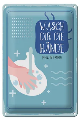 Produktbild von Blechschild Hinweis 20x30 cm Wasch dir die Hände Schild