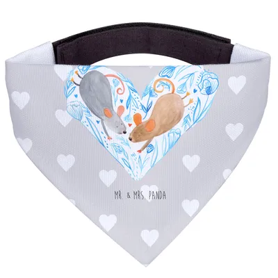 Produktbild von Mr. & Mrs. Panda Halstuch Mäuse Herz - Grau Pastell - Geschenk, Freundin, Hunde-Halstuch, Hund, Liebe, Maus, Für Hunde, Hundehalstuch, glücklich, Immer, Hochzeit, Tuch