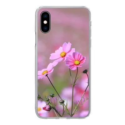 Produktbild von MuchoWow® Handyhülle Schutzhülle Hülle für iPhone X Blumen - Draußen - Rosa Silikon Softcase Handy Hülle - Handyhülle
