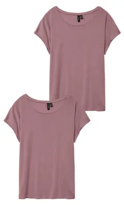 Produktbild von VERO MODA 2er-SET Einfarbiges T-Shirt Basic Stretch Oberteil Größe: XL