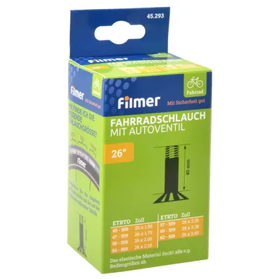 Produktbild von Filmer 45.293 Fahrradschlauch 26 x 1,75/2,125 Autoventil - Schlauch für 26" Rad