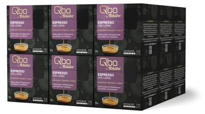 Produktbild von Tchibo Qbo Espresso Oro Tolima Premium Kaffeekapseln, 144 Stück - 18x8 Kapseln (Espresso, Intensität 7/10, vollmundig mit Röstaromen), nachhaltig, aus 70% nachwachsenden Rohstoffen