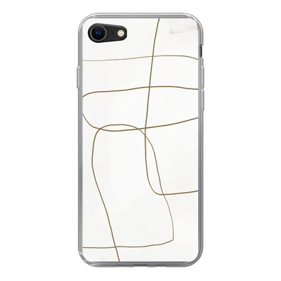 Produktbild von MuchoWow® Handyhülle Schutzhülle Hülle für iPhone 7 Kunst - Braun - Weiß - Abstrakt Silikon Softcase Handy Hülle - Kartenhalter