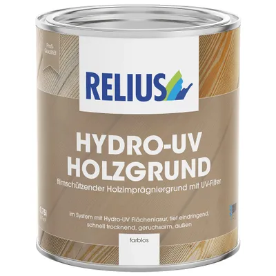 Produktbild von Relius Hydro-UV Holzgrund Holzimprägniergrund farblos 2,5 L #269655 - Tief eindringender, filmschützender Holzimprägniergrund UV-Filter, wasserbasiert