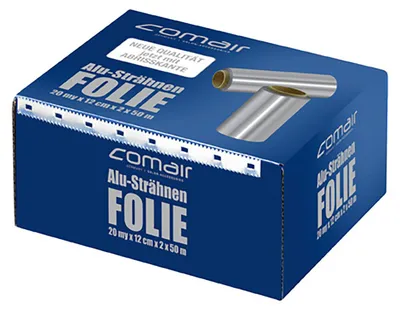 Zdjęcie produktu dla Folia aluminiowa Comair wąska srebrna (50 m x 12 cm x 20 my) srebrna 2 rolki