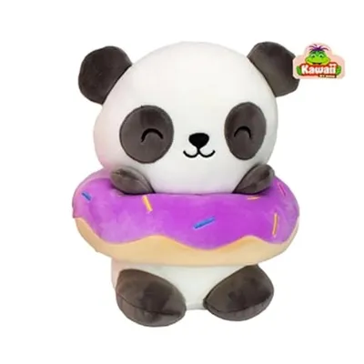 Produktbild von Kawaii Plüsch Panda mit Donut Lila Plüschtier Stofftier Kinder