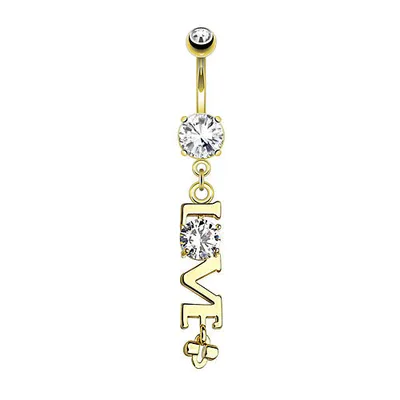 Produktbild von Taffstyle Bauchnabelpiercing Bauchnabelpiercing Schmuck Stecker Kristall LOVE Anhänger, Gold