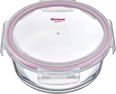 Produktbild von Glasbehälter, rund, 400 ml, magnetron- und ofenbeständig, Glas/Silikon/Kunststoff, transparent/rötlich, E1
