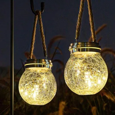 Obrázek produktu pro 2 kusy vodotěsných závěsných zahradních lamp – 30 LED – velikost L – pro venkovní dekorace