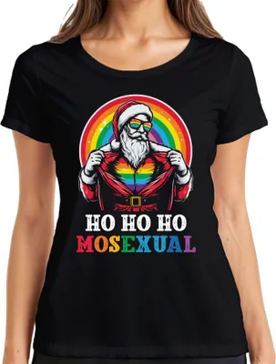 Produktbild von Ho Ho Ho Houal LGBTQ Santa - Weihnachten Weihnachtsgeschenk Christmas Damen T-Shirt, Schwarz, 3XL