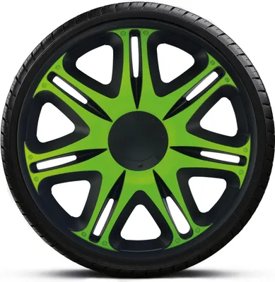 Produktbild von Radkappen Radzierblenden EINZELN (1Stück) 16 Zoll NASCAR GREEN BLACK Z461527