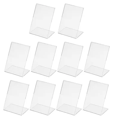 Acryl-Zeichenhalter 2,8x4 cm, 10 Stück, L-förmig, klar