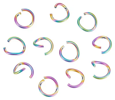200 Regenbogen-Federringe 8x1 mm, 18 Gauge, Edelstahl, für DIY-Schmuck