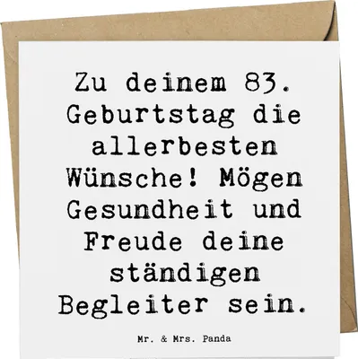 Produktbild von Mr. & Mrs. Panda Grußkarte Spruch 83. Geburtstag Glückwünsche - Weiß - Geschenk, faltkarte, Alter, anlasskarte, doppelkarte, Glückwunschkarte, Klappkarte, 83 Jahre