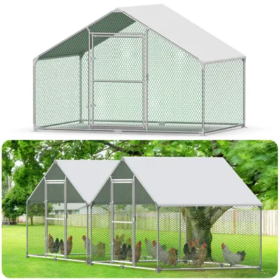 Produktbild von YZNAHRE Freilaufgehege 3x2x2m Hühnerstall Metall 6m² Geflügelkäfige mit Sonnenschutz Dach, Tür & Riegel Freigehege Hühnerzaun Stabil Geflügelställe für Kleintiere