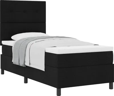 Zdjęcie produktu dla Łóżko sprężynowe z materacem Czarny 90 x 200 cm tkanina