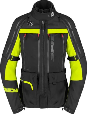 Immagine prodotto di Giacca da moto in tessuto impermeabile Spidi 4 Season V3 H2Out da donna, nero/grigio/giallo fluo, taglia M