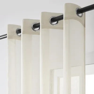 Produktbild von Gardinen mit Ösen Halbtransparent Leinenoptik 2er Set 225x140 cm Beige