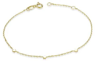 Produktbild von MATERIA Stern Armband Gold für Damen - 925 Silber Armkette vergoldet filigran 16,5cm mit 2cm Verlängerungskette SA-99