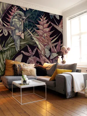Produktbild von Coloray Fototapete 104x70 cm Vlies-Fototapete - Aloha-Tiere Vogel trendy Blätter Monstera
