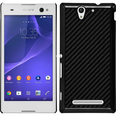 Produktbild von PhoneNatic Case kompatibel mit Sony Xperia C3 - Hülle schwarz Carbonoptik Hard-case + 2 Schutzfolien