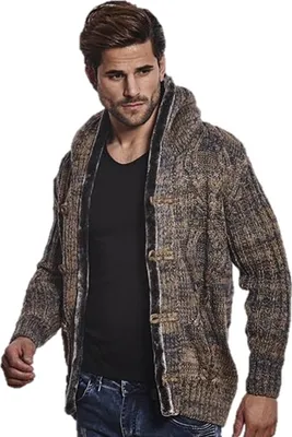 Zdjęcie produktu dla Gruba sweter CARISMA Kurtka w stylu norweskim z kapturem i futrzaną podszewką, kolor camel, rozmiar XL