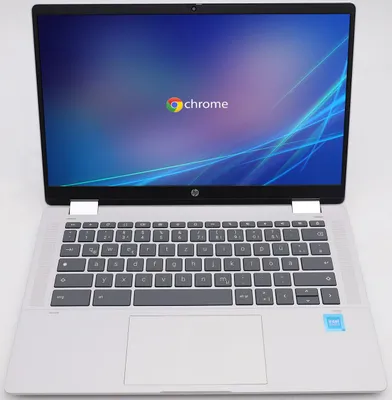 Produktbild von HP Chromebook x360 Laptop, 14" Touchscreen, Intel Prozessor N100, 4 GB DDR4 RAM,128GB eUFS, Intel UHD Graphics, ChromeOS Betriebssystem, QWERTZ, Gemini, Silber